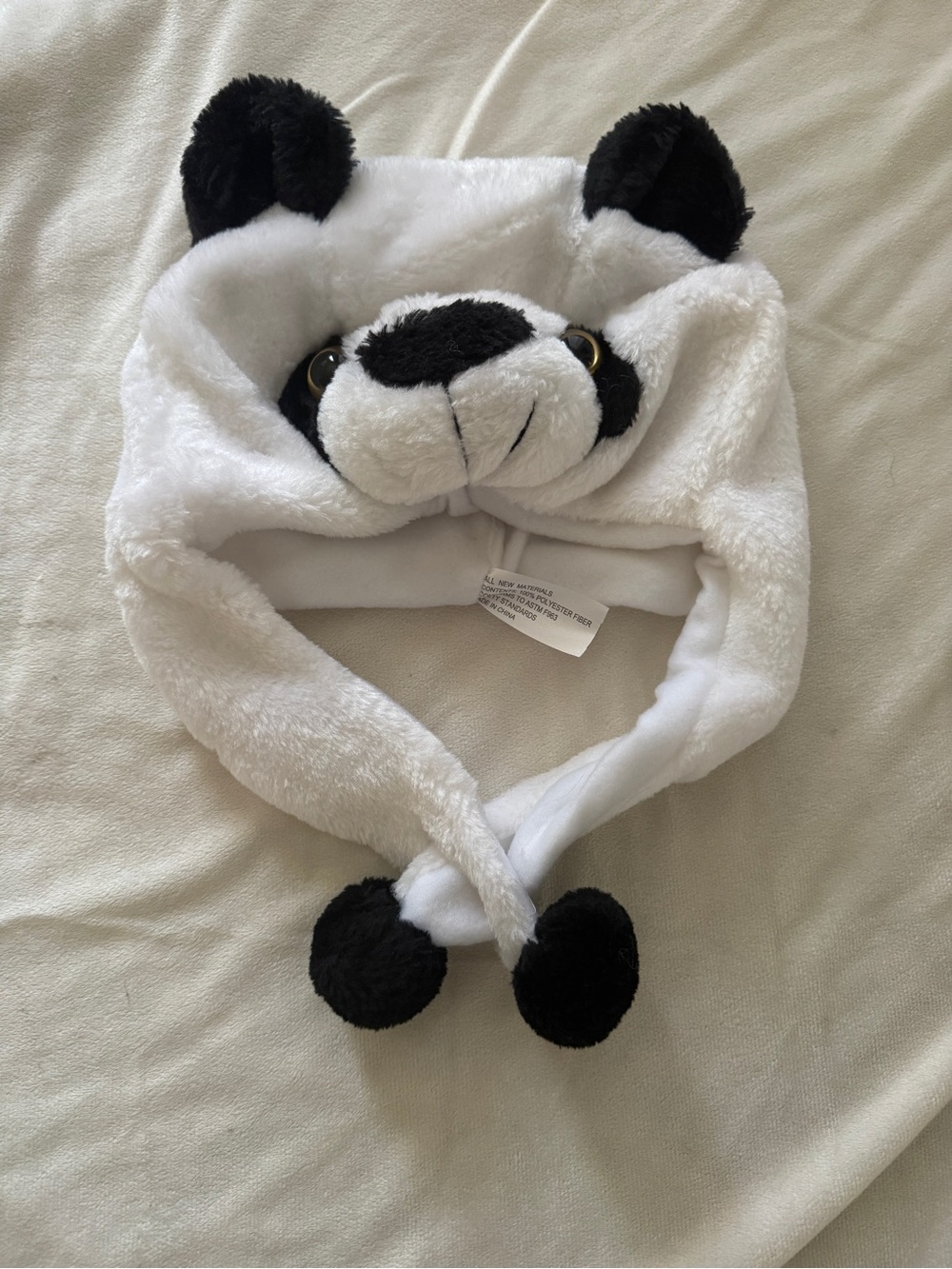 Plush Panda Hat for Kids - White and Black NWOT